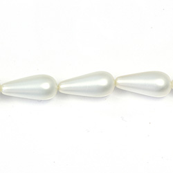 Czech Glass Pearl Bead - Pear 20x9MM MATTE WHITE