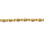 Linked Bead Chain Rosary Style with Glass Fire Polish Bead - Round 3MM MATTE GOLD-Brass