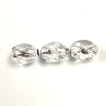 Czech Glass Lampwork Bead - Oval Twist 12x8MM CRYSTAL SILVER LINE 0062