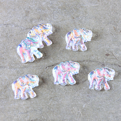 Glass Flat Back Elephant - 08MM CRYSTAL AB Foiled