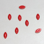 Plastic Flat Back Opaque Cabochon - Navette 08x4MM RED