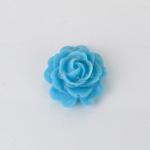 Plastic Carved No-Hole Flower - Rose Bloom 15MM MATTE CAPRI BLUE