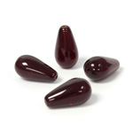 Czech Pressed Glass Bead - Smooth Pear 15x8MM GARNET