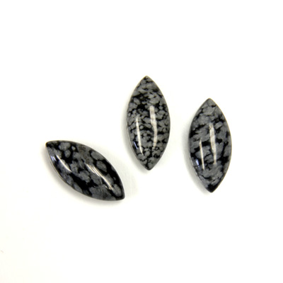 Gemstone Cabochon - Navette 15x7MM SNOWFLAKE OBSIDIAN