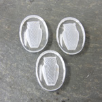 Glass Flat Back Reverse Carved Intaglio Back Owl Oval 18x13MM MATTE CRYSTAL on CRYSTAL