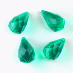 German Plastic Pendant - Transparent Faceted Drop 18x9MM EMERALD