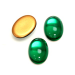 Glass Medium Dome Foiled Cabochon - Oval 18x13MM EMERALD