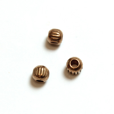 Brass Machine Made Bead - Fancy Ribbed 03.5MM RAW BRASS