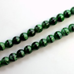 Czech Pressed Glass Bead - Smooth Round 06MM TIGEREYE GREEN