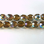 Czech Glass Fire Polish Bead - Round 08MM SMOKE TOPAZ AB