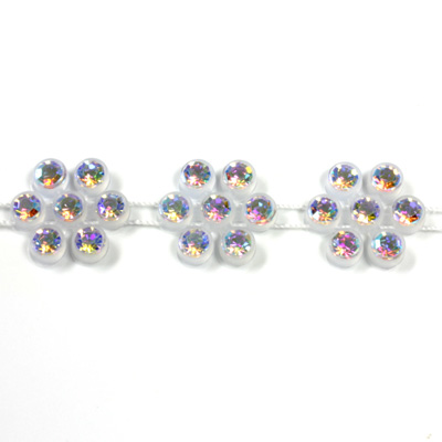 Plastic Rhinestone Banding Flower Round Chaton SS13 CRYSTAL AB-ALABASTER