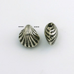 Metalized Plastic Engraved Bead - Shell 13x12MM ANT SILVER