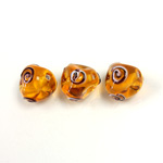 Czech Glass Lampwork Bead - Irregular 12MM TOPAZ with Swirl Design 10475