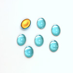 Glass Medium Dome Foiled Cabochon - Oval 08x6MM AQUA