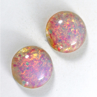 Glass Medium Dome Lampwork Cabochon - Round 21MM FIRE OPAL (01003)