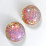 Glass Medium Dome Lampwork Cabochon - Round 21MM FIRE OPAL (01003)
