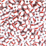 Preciosa Czech Glass Seed Bead - Round 06/0 STRIPE RED-WHITE  03890