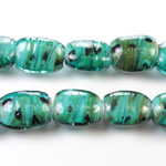 Glass Lampwork Bead - Keg Smooth 19x14MM QUARTZ AGATE TEAL