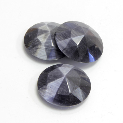 Fiber-Optic Flat Back Cabochon - Rauten Rose Round 18MM CAT'S EYE GREY