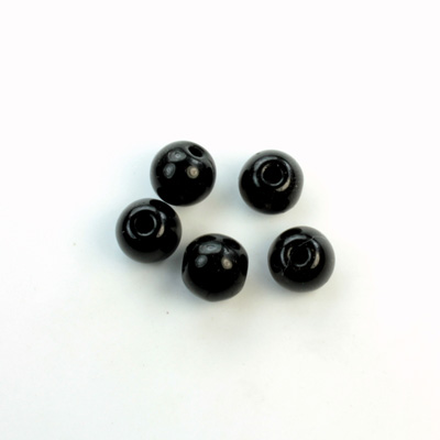 Czech Pressed Glass Large Hole Bead - Round 08MM JET