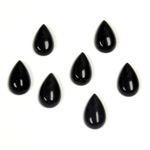 Gemstone Flat Back Cabochon - Pear 10x6MM QUARTZ DYED #01 BLACK