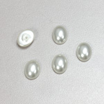 Glass Medium Dome Pearl Dipped Cabochon - Oval 10x8MM WHITE