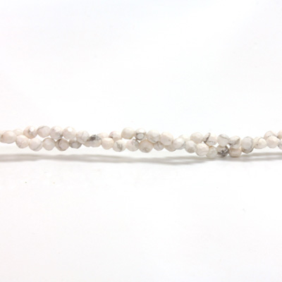 Gemstone Bead - Faceted Round 03MM WHITE HOWLITE