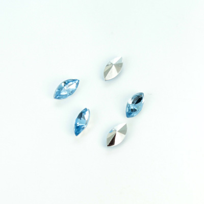 Plastic Point Back Foiled Stone - Navette 08x4MM LT SAPPHIRE