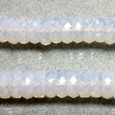 Czech Glass Fire Polished Bead - Rondelle 10x4MM WHITE OPAL