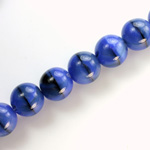 Czech Pressed Glass Bead - Smooth Round 12MM TIGEREYE BLUE