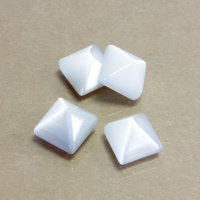 Fiber-Optic Cabochon - Pyramid Top 10x10MM CAT'S EYE WHITE