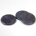 Man-made Gemstone Flat Back Single Bevel Buff Top -  Round 18MM BLUE GOLDSTONE