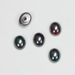 Glass Medium Dome Pearl Dipped Cabochon - Oval 10x8MM BLACK TAHITI