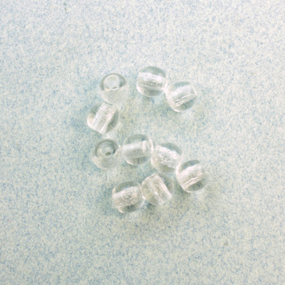 Czech Pressed Glass Large Hole Bead - Round 06MM CRYSTAL