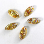 Glass Medium Dome Lampwork Cabochon - Navette 15x7MM TOPAZ OPAL (0615)