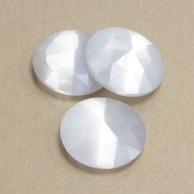 Fiber-Optic Flat Back Cabochon - Rauten Rose Round 18MM CAT'S EYE WHITE