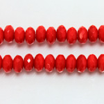 Czech Glass Fire Polish Bead - Rondelle Donut 07x4MM CHERRY RED