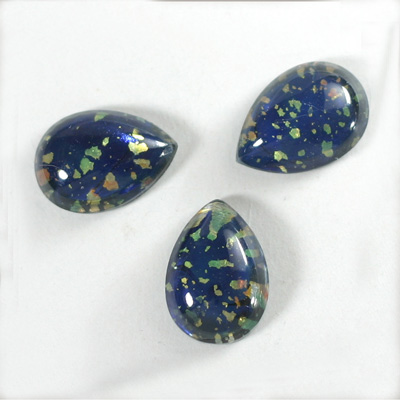 Glass Medium Dome Lampwork Cabochon - Pear 18x13MM BLACK OPAL (00374)