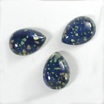 Glass Medium Dome Lampwork Cabochon - Pear 18x13MM BLACK OPAL (00374)