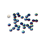 Glass Medium Dome Foiled Cabochon - Round 03MM Coated BERMUDA BLUE