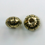 Metalized Plastic Engraved Bead - Round 13x8MM ANT GOLD