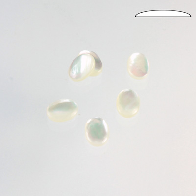 Shell Flat Back Cabochon - Oval 08x6MM WHITE MOP