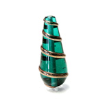 Czech Glass Lampwork Bead - Pear 36x15MM COPPER WRAP EMERALD