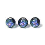 Czech Glass Lampwork Bead - Round 10MM Flower ON MONTANA with SILVER FOIL
