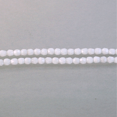 Czech Glass Fire Polish Bead - Round 03MM MOONSTONE WHITE