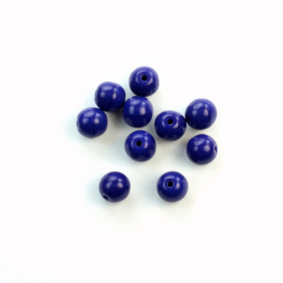 Czech Pressed Glass Large Hole Bead - Round 06MM DARK BLUE