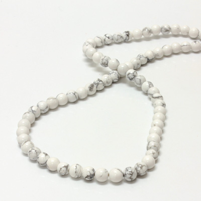 Gemstone Bead - Smooth Round 1.2MM Diameter Hole 06MM WHITE HOWLITE