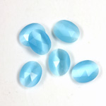 Fiber-Optic Flat Back Cabochon - Rauten Rose Oval 10x8MM CAT'S EYE AQUA