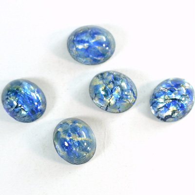 Glass Medium Dome Lampwork Cabochon - Oval 12x10MM SEA BLUE OPAL (02208)