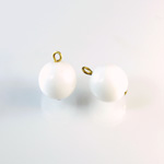 Pressed Glass Bead with 1 Brass Loop - Round 12MM CHALKWHITE/Brass